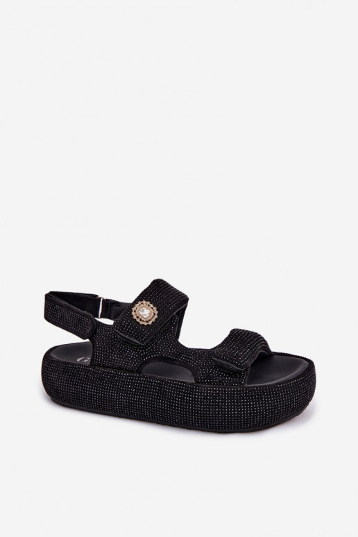Sandali da donna decorati con piattaforma GOE TT2N4102 neri