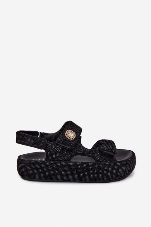 Sandali da donna decorati con piattaforma GOE TT2N4102 neri