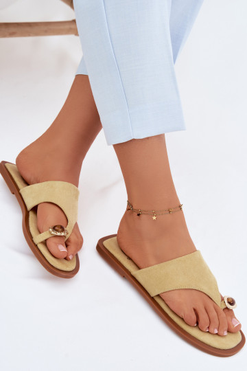 Pantofole da donna con dettagli decorativi gialle Fedira