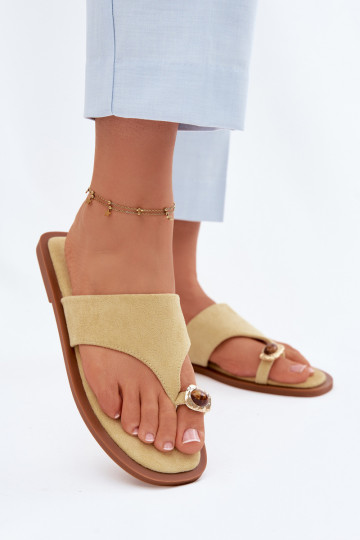 Pantofole da donna con dettagli decorativi gialle Fedira 2