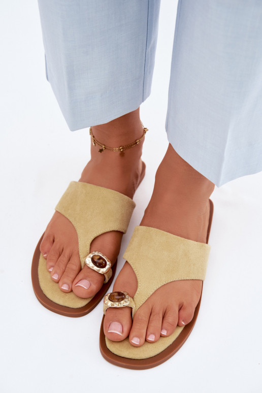 Pantofole da donna con dettagli decorativi gialle Fedira
