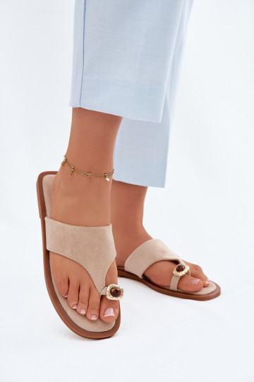 Pantofole da donna con dettagli decorativi sabbia Fedira 2