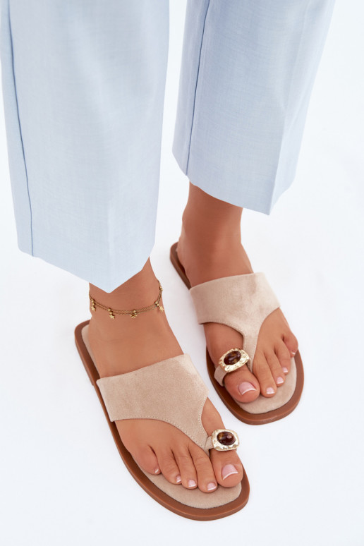 Pantofole da donna con dettagli decorativi sabbia Fedira