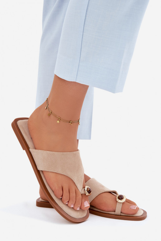 Pantofole da donna con dettagli decorativi sabbia Fedira