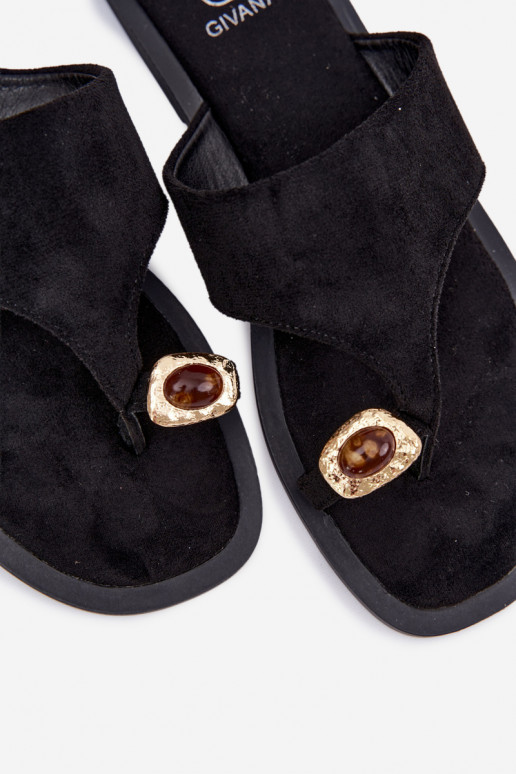 Pantofole da donna con dettagli decorativi neri Fedira