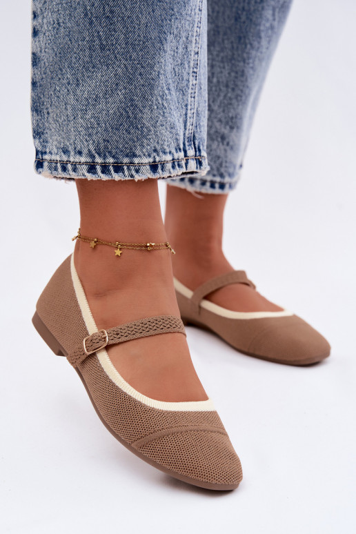 Ballerine in materiale a rete marroni Zelisa