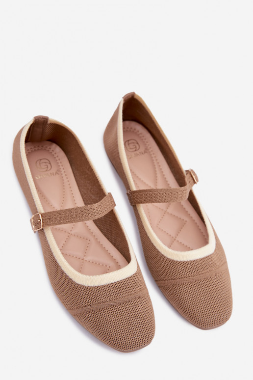 Ballerine in materiale a rete marroni Zelisa