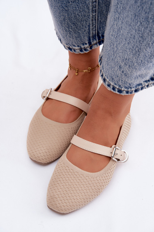 Ballerine in tessuto con cinghie I con fibbie beige Jelisa