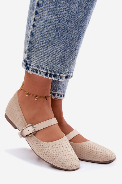 Ballerine in tessuto con cinghie I con fibbie beige Jelisa