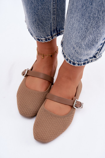 Ballerine in tessuto con cinghie I con fibbie colore kaki Jelisa