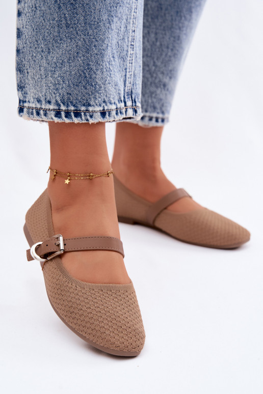 Ballerine in tessuto con cinghie I con fibbie colore kaki Jelisa