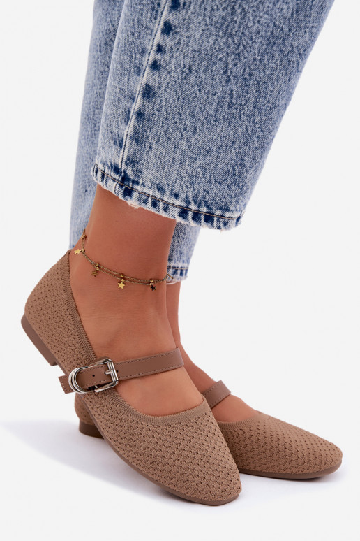 Ballerine in tessuto con cinghie I con fibbie colore kaki Jelisa