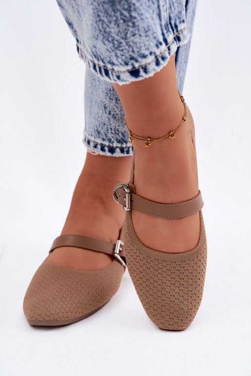 Ballerine in tessuto con cinghie I con fibbie colore kaki Jelisa