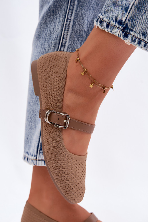 Ballerine in tessuto con cinghie I con fibbie colore kaki Jelisa