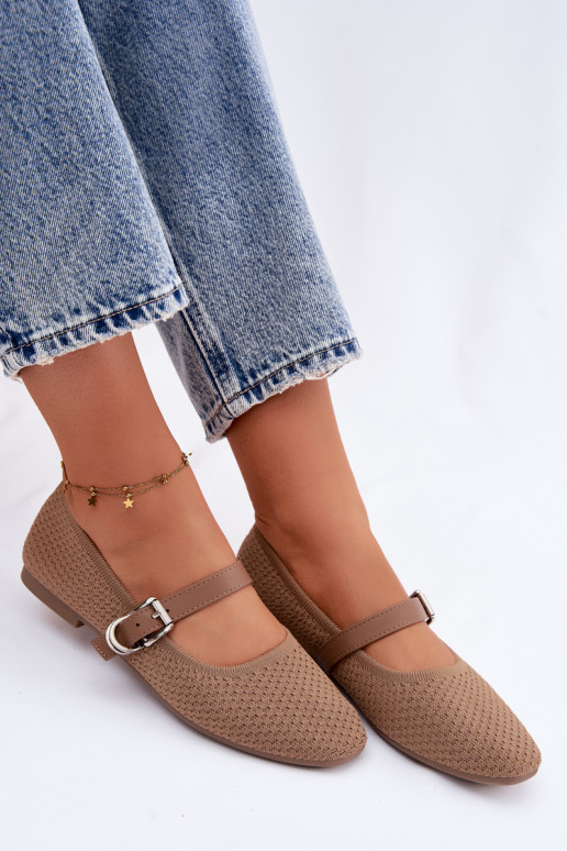 Ballerine in tessuto con cinghie I con fibbie colore kaki Jelisa