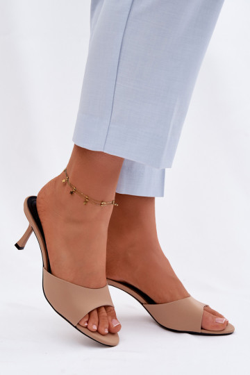 Pantofole da donna con tacchi sottili  beige Selmira 2