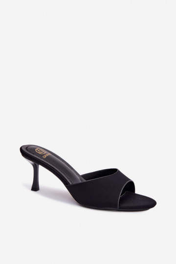 Pantofole da donna con tacchi sottili  colore nero Selmira 2