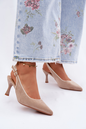 Sandali da donna con tacco sottile color sabbia Relmira