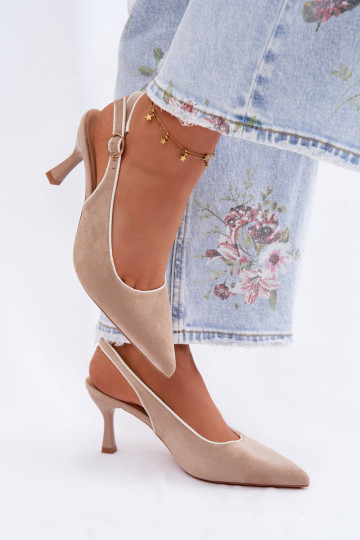Sandali da donna con tacco sottile color sabbia Relmira 2