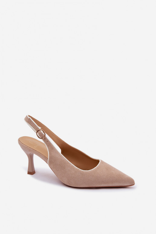 Sandali da donna con tacco sottile color sabbia Relmira