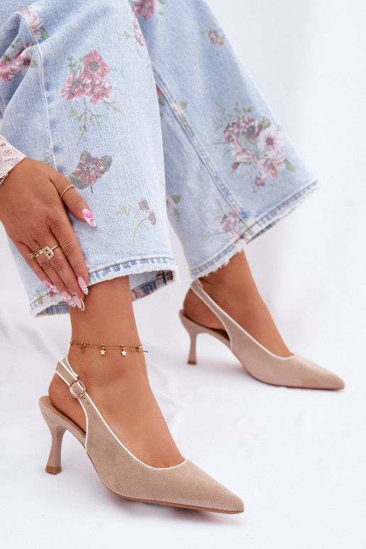 Sandali da donna con tacco sottile color sabbia Relmira