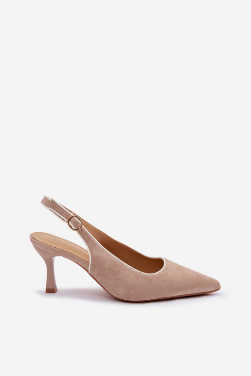 Sandali da donna con tacco sottile color sabbia Relmira