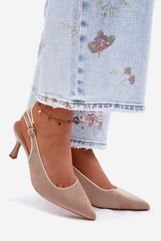 Sandali da donna con tacco sottile color sabbia Relmira