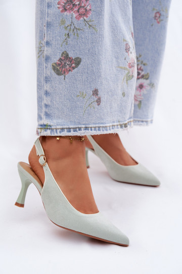Sandali da donna con tacco sottile color menta Relmira 2