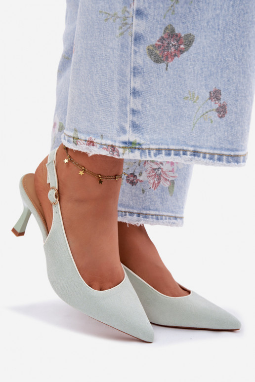 Sandali da donna con tacco sottile color menta Relmira