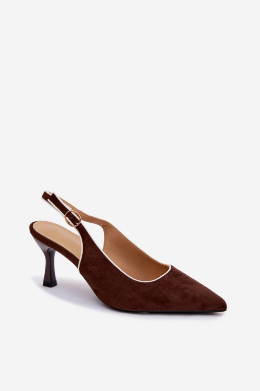 Sandali da donna con tacco sottile color cioccolato Relmira