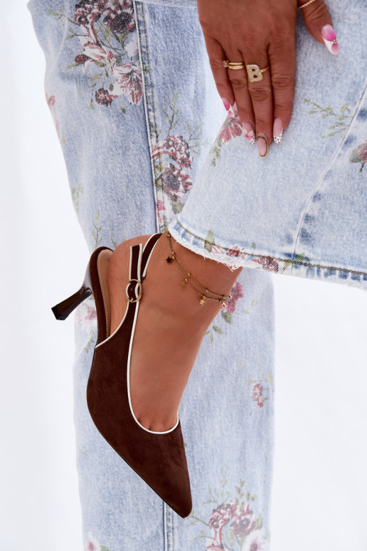 Sandali da donna con tacco sottile color cioccolato Relmira