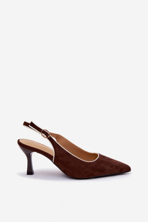 Sandali da donna con tacco sottile color cioccolato Relmira