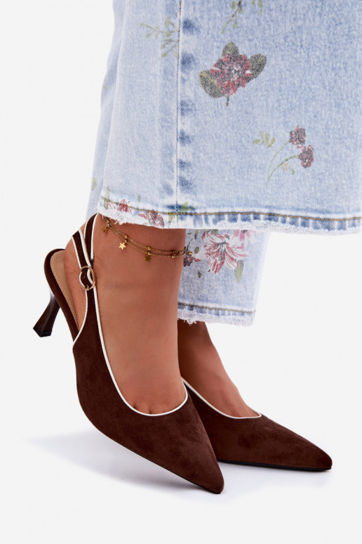 Sandali da donna con tacco sottile color cioccolato Relmira