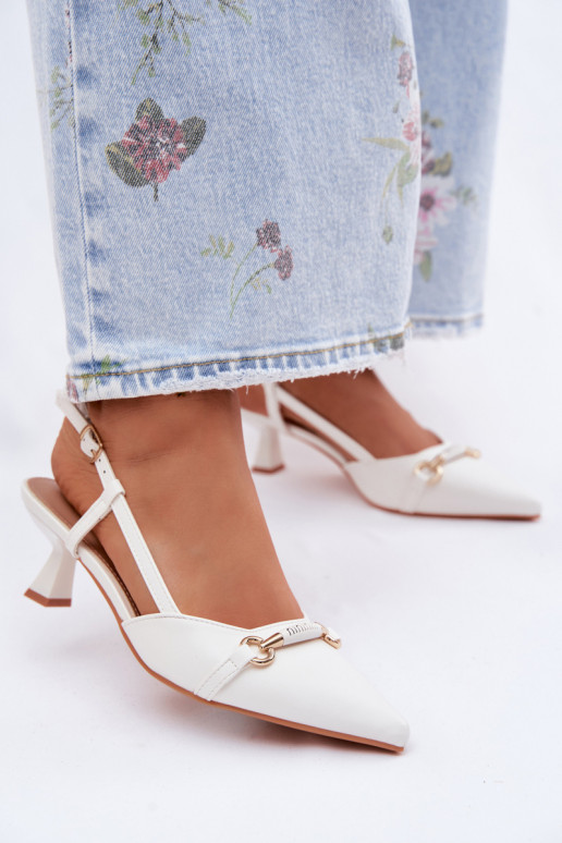 Sandali da donna con i tacchi Ze Szpiczastymi Noskami Colore bianco Felessa