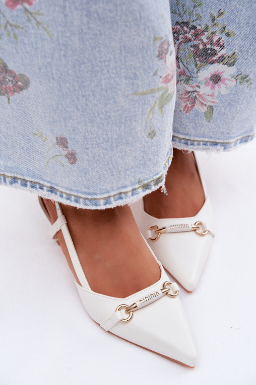 Sandali da donna con i tacchi Ze Szpiczastymi Noskami Colore bianco Felessa