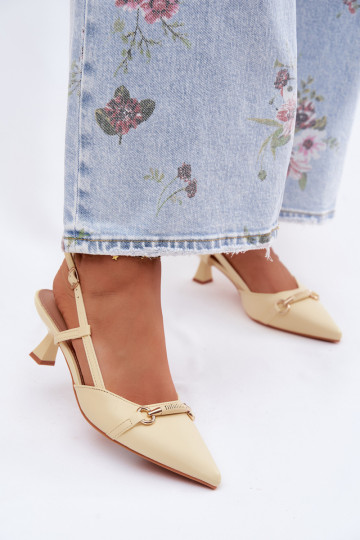 Sandali da donna con i tacchi Ze Szpiczastymi Noskami colore giallo Felessa