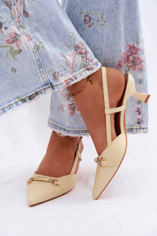 Sandali da donna con i tacchi Ze Szpiczastymi Noskami colore giallo Felessa