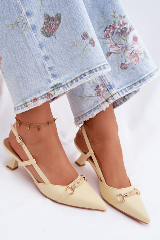 Sandali da donna con i tacchi Ze Szpiczastymi Noskami colore giallo Felessa