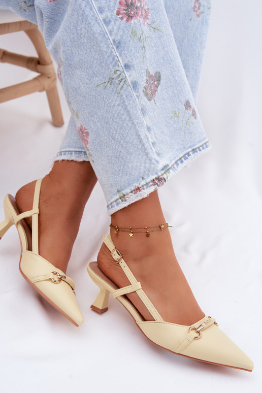 Sandali da donna con i tacchi Ze Szpiczastymi Noskami colore giallo Felessa