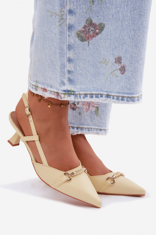 Sandali da donna con i tacchi Ze Szpiczastymi Noskami colore giallo Felessa