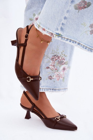 Sandali da donna con i tacchi Ze Szpiczastymi Noskami colore marrone Felessa