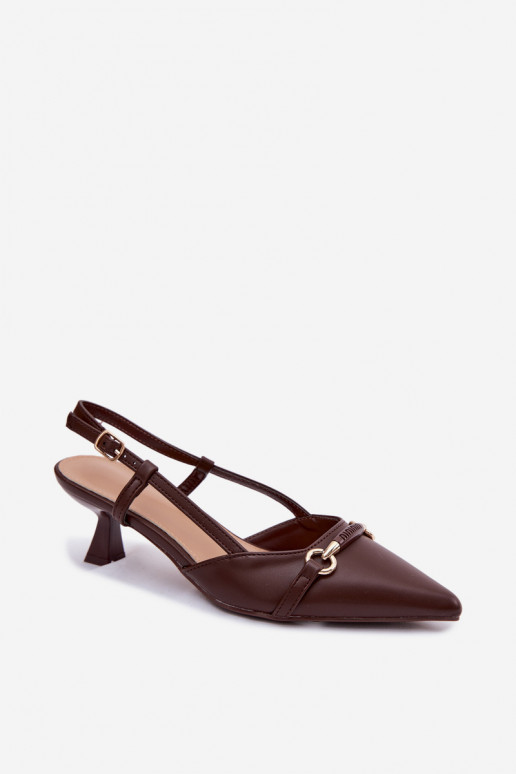 Sandali da donna con i tacchi Ze Szpiczastymi Noskami colore marrone Felessa