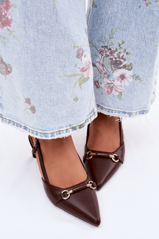 Sandali da donna con i tacchi Ze Szpiczastymi Noskami colore marrone Felessa