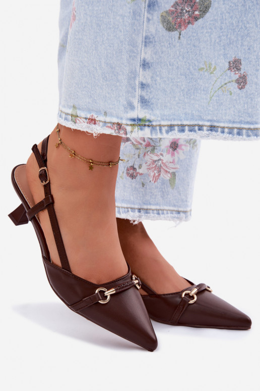 Sandali da donna con i tacchi Ze Szpiczastymi Noskami colore marrone Felessa