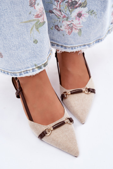 Sandali da donna con i tacchi Ze Szpiczastymi Noskami marrone-beige Felessa