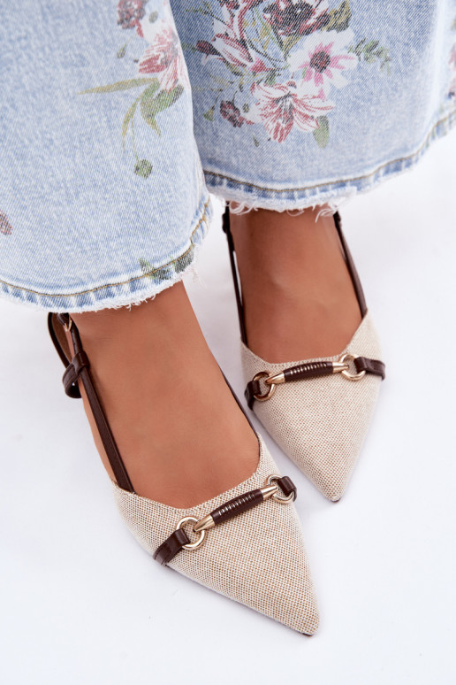 Sandali da donna con i tacchi Ze Szpiczastymi Noskami marrone-beige Felessa