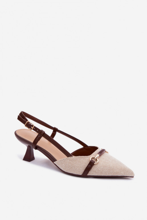 Sandali da donna con tacco appuntito color marrone-sabbia Felessa