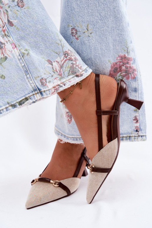 Sandali da donna con i tacchi Ze Szpiczastymi Noskami marrone-beige Felessa