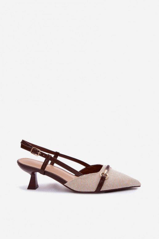 Sandali da donna con tacco appuntito color marrone-sabbia Felessa