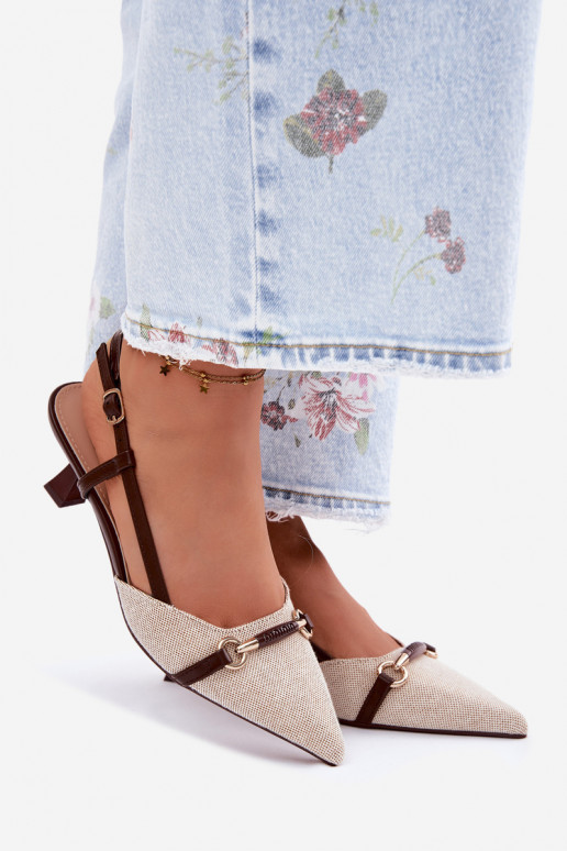 Sandali da donna con i tacchi Ze Szpiczastymi Noskami marrone-beige Felessa